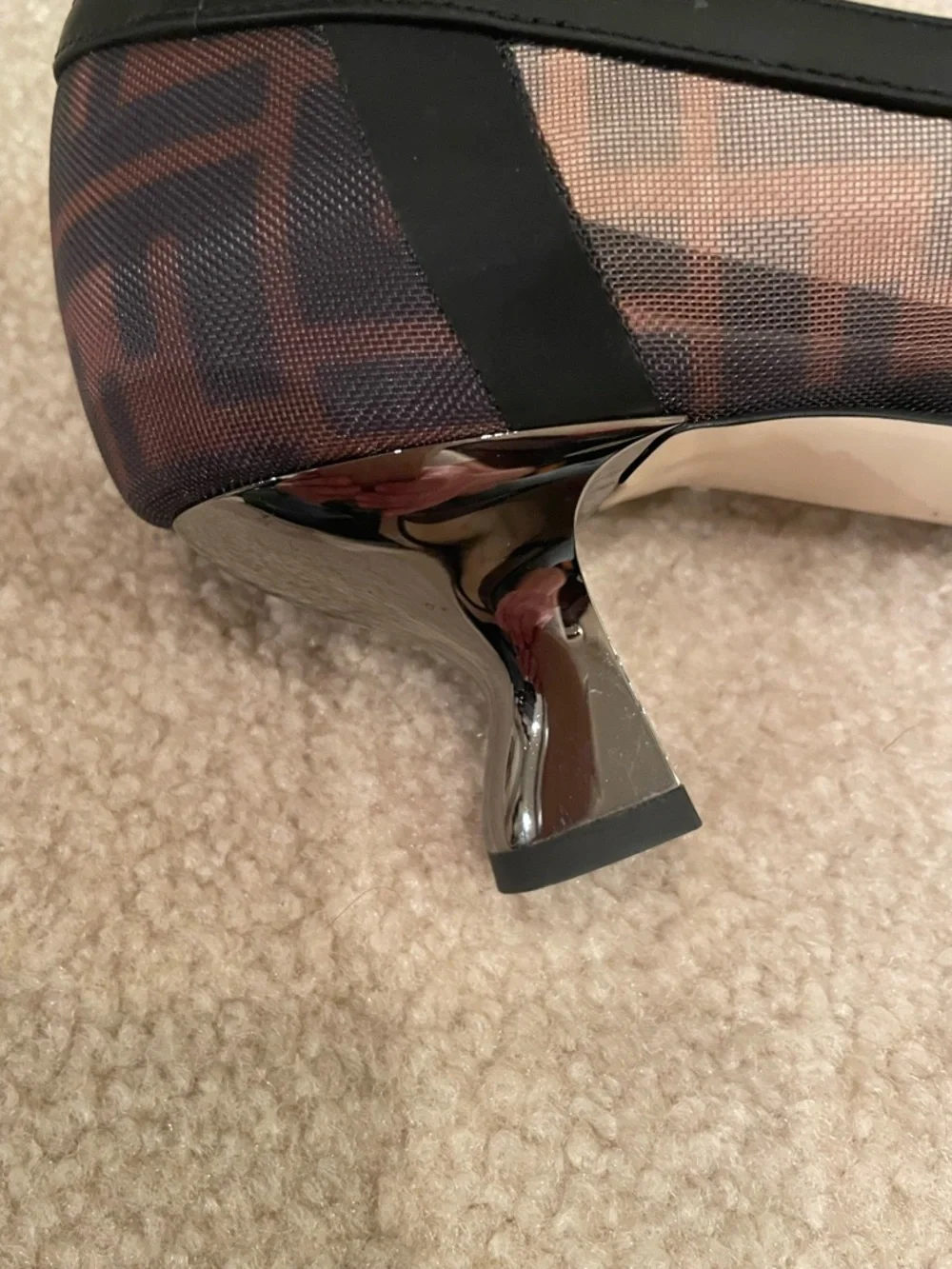 Fendi Brown & Black Monogram Pointed-Toe Flats - Picture 8 of 11